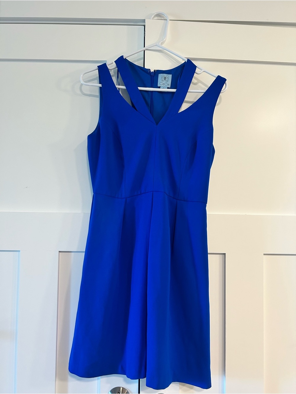 CeCe Vibrant Cobalt Blue Sleeveless V-Neck Mini Dress